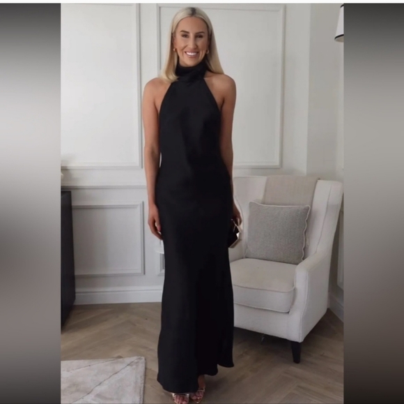 ZARA SATIN EFFECT HALTER DRESS - Picture 6 of 14